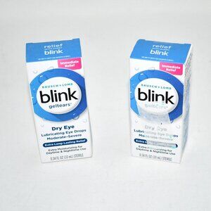 BLINK GelTears Eye Drops 0.34 Fl Oz Set of 2  Moisturizing Lubricating Gel for M